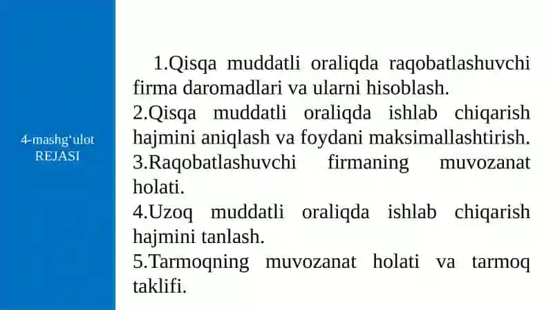 FOYDANI MAKSIMALLASHTIRISH VA RAQOBATLI TAKLIF 2