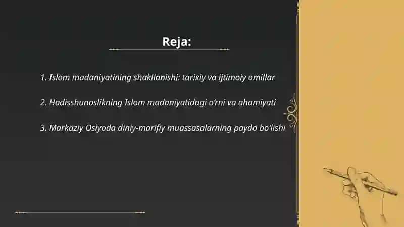 Islom ma'daniyatining tarkib topishi va rivojlanishi 2