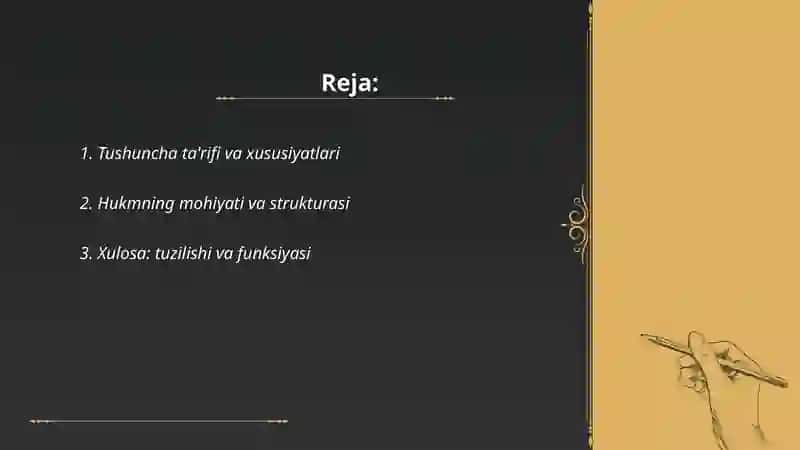 Tafakkur shakllari:tushuncha,hukum va xulosa 2