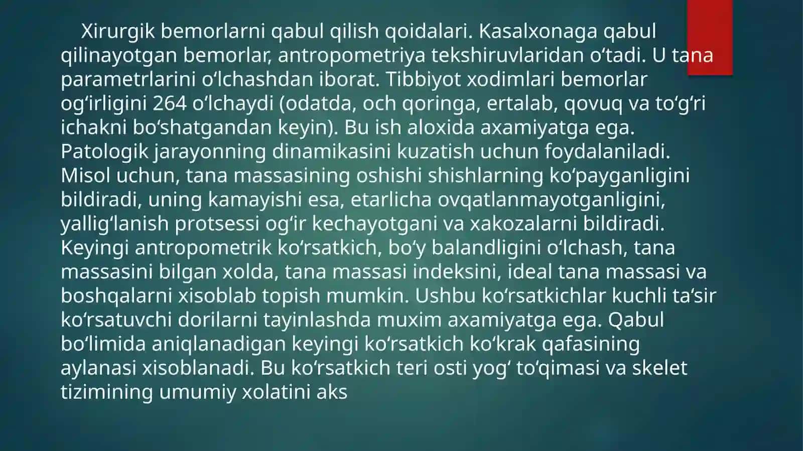 XIRURGIK BEMORLARNI QABUL QILISH. SANITAR ISHLOV BERISH. SARALASH 2