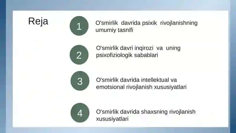O‘smirlik davri 2