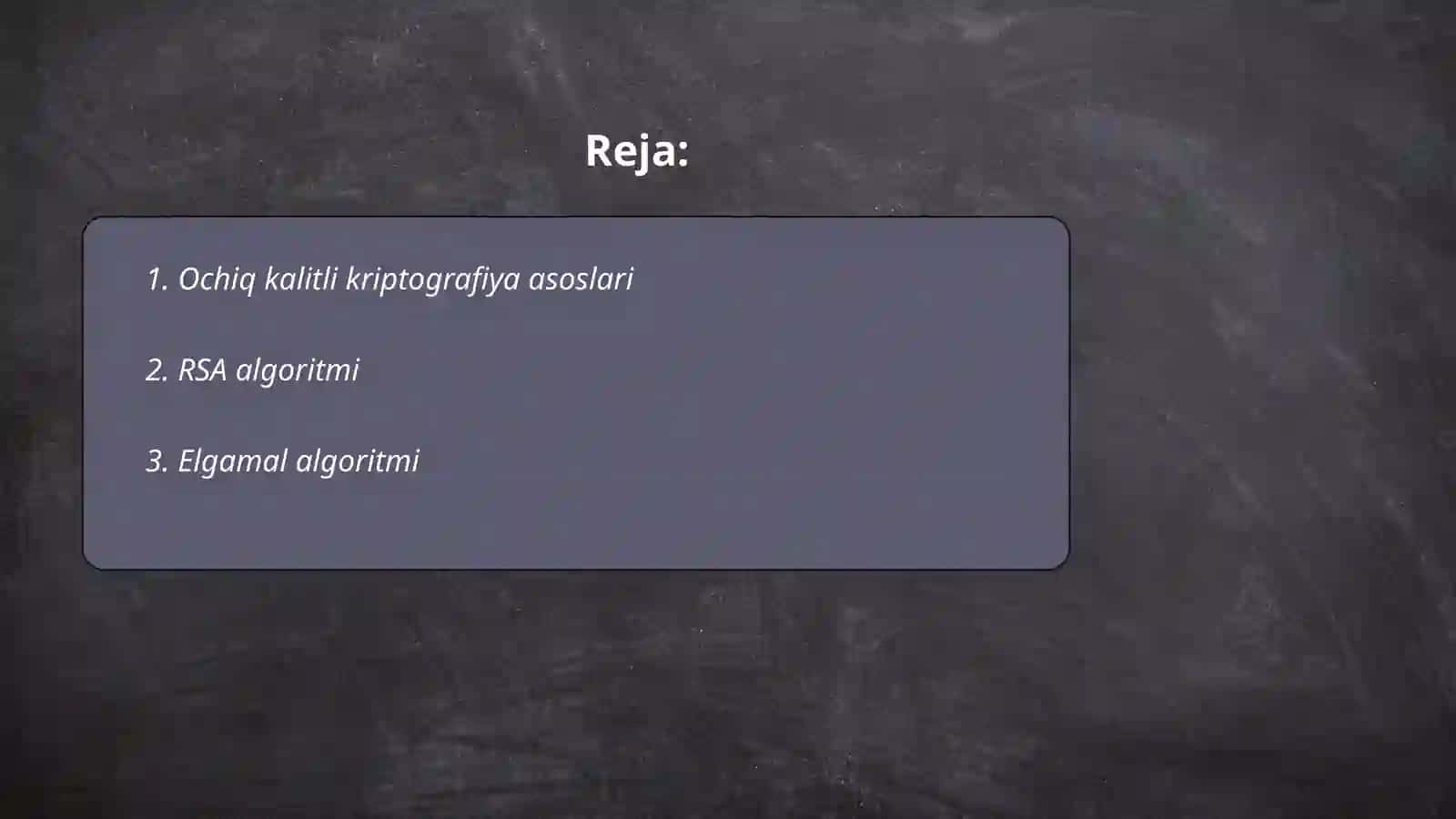 Ochiq kalitli shifrlash algoritmlari 2