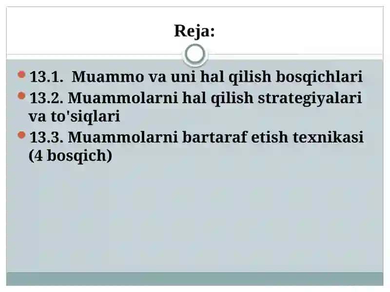 Muammoni hal qilishning asosiy strategiyalari 2