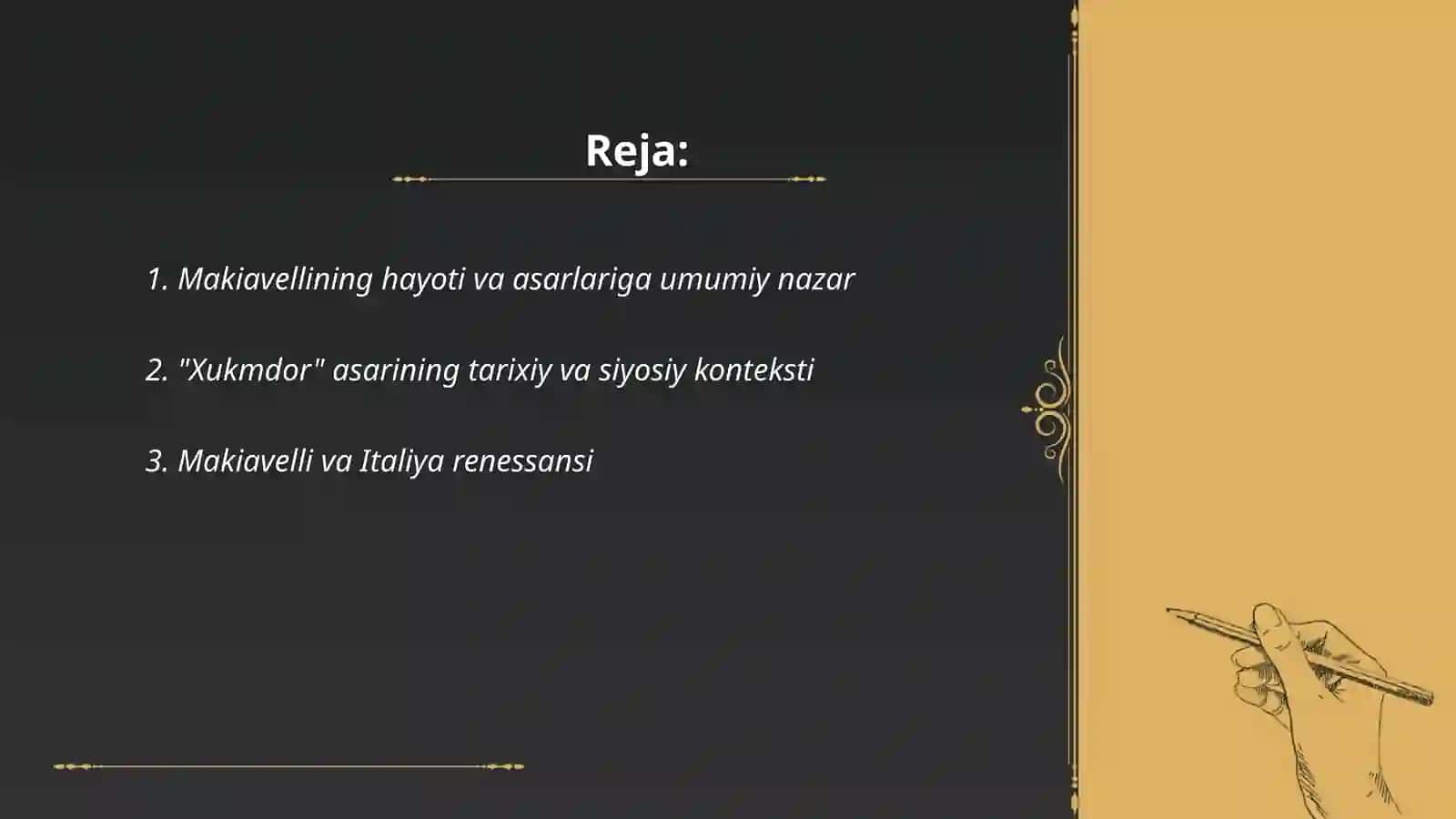 Makiavellining "Xukmdor"asari boʻyicha taqdimot 2