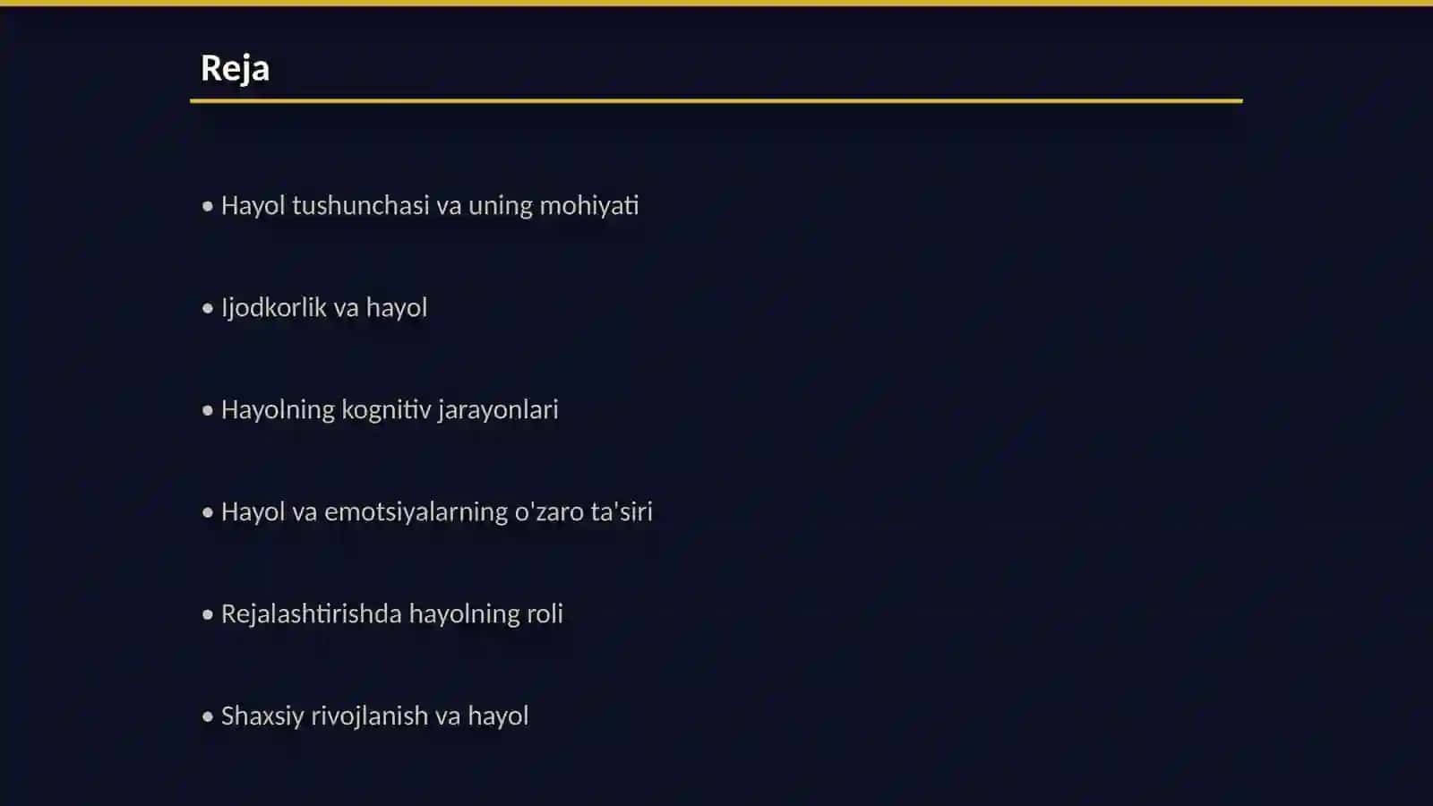 Hayol va uning funktsiyalari 2