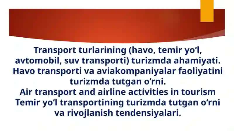TURIZM TRANSPORTI VA DISTRIBYUTSIYASI 2