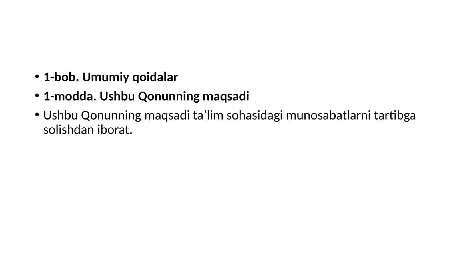 O‘zbekiston Respublikasining Qonuni Ta’lim to‘g‘risida 2