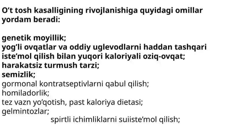 O‘t pufagida tosh paydo bo‘lish sabablar 2