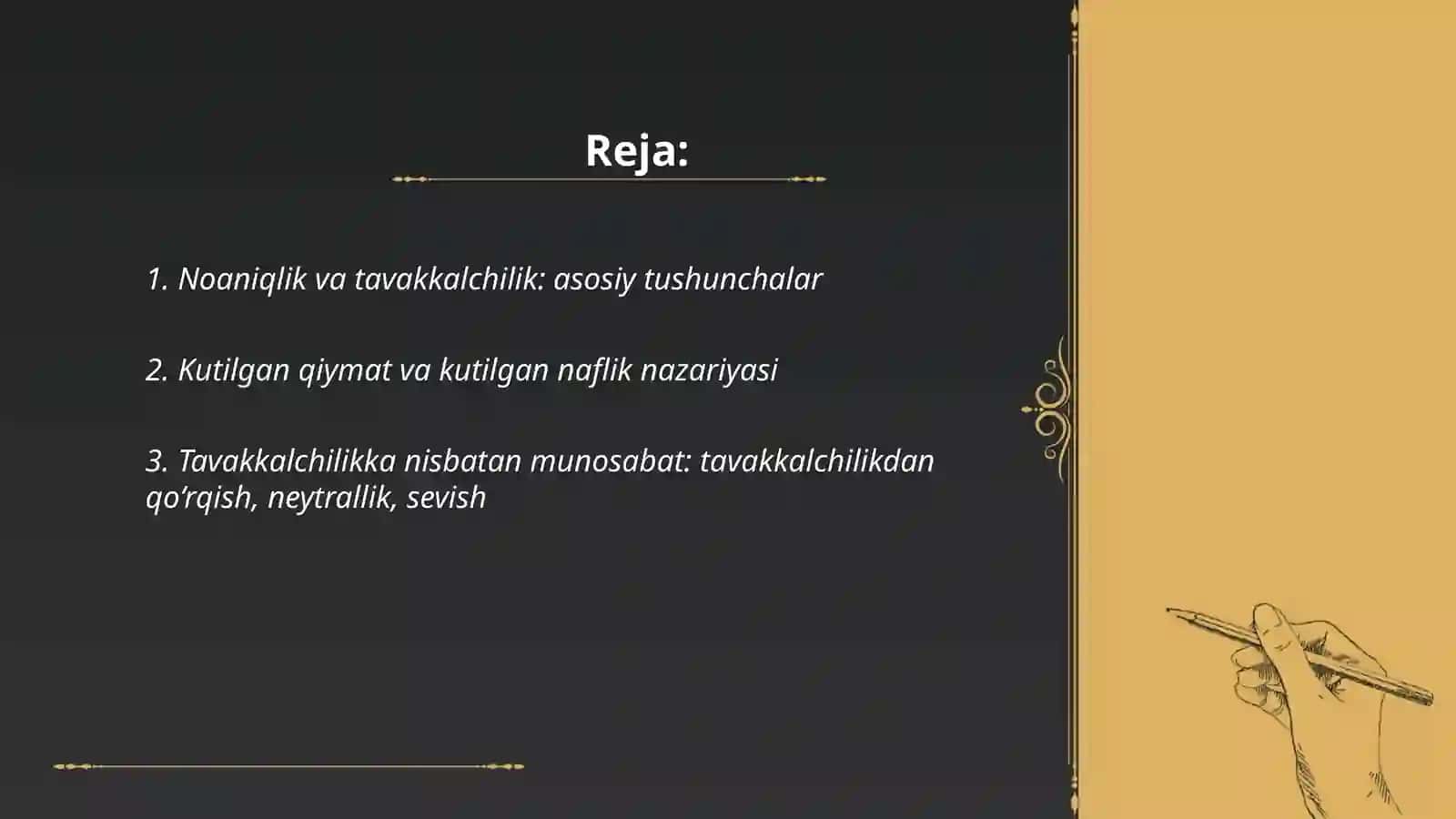 Noaniqlik va tavakkalchilik 2