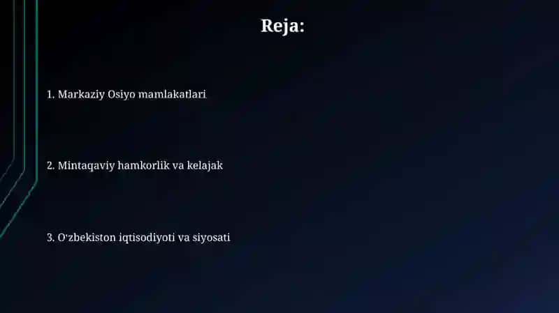 O'zbekiston va Markaziy Osiyo mamlakatlari 2