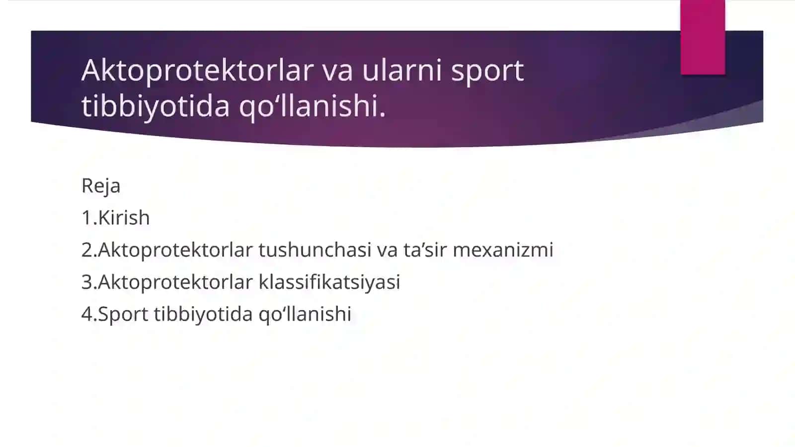 Aktoprotektorlar va ularni sport tibbiyotida qoʻllanishi 2