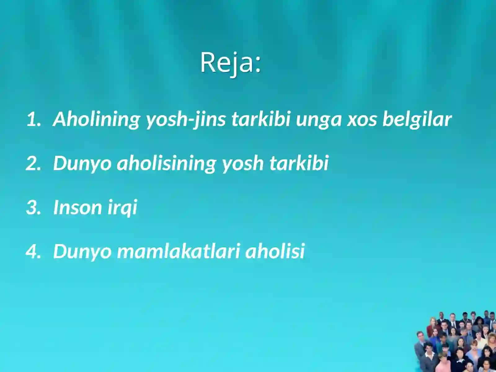 Aholining yosh, jinsiy, irqiy, etnik, diniy va hududiy tarkiblari 2