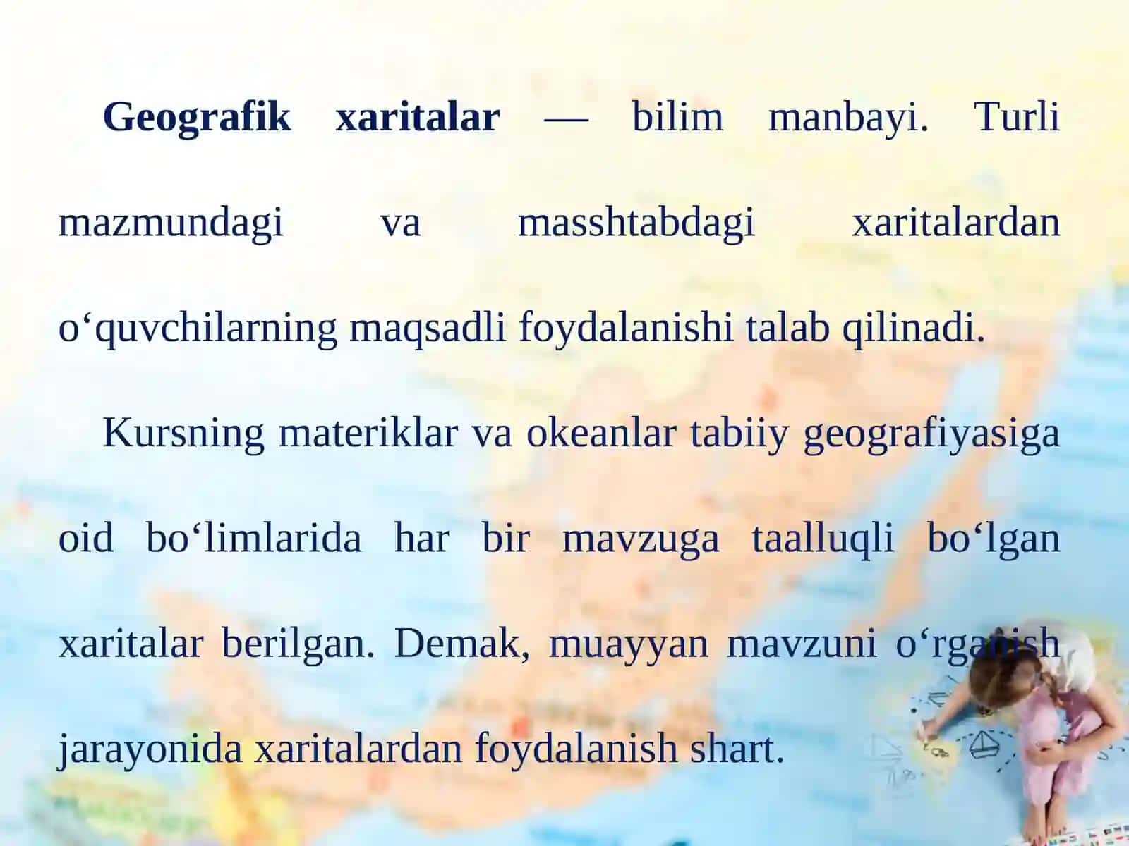 Geografik xaritalar va ularning turlari.  Atlaslar, globuslar 2