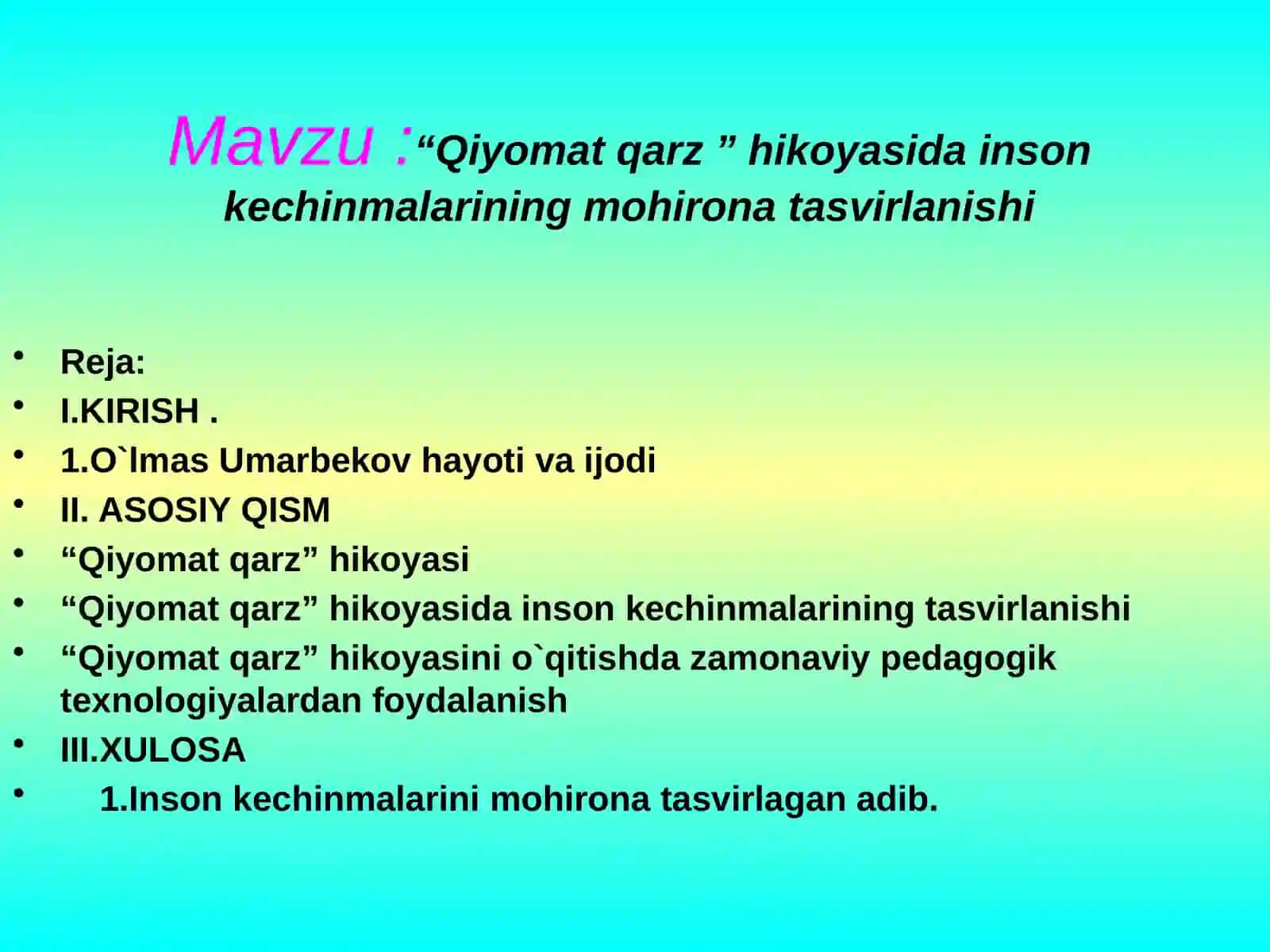Qiyomat qarz hikoyasi 2