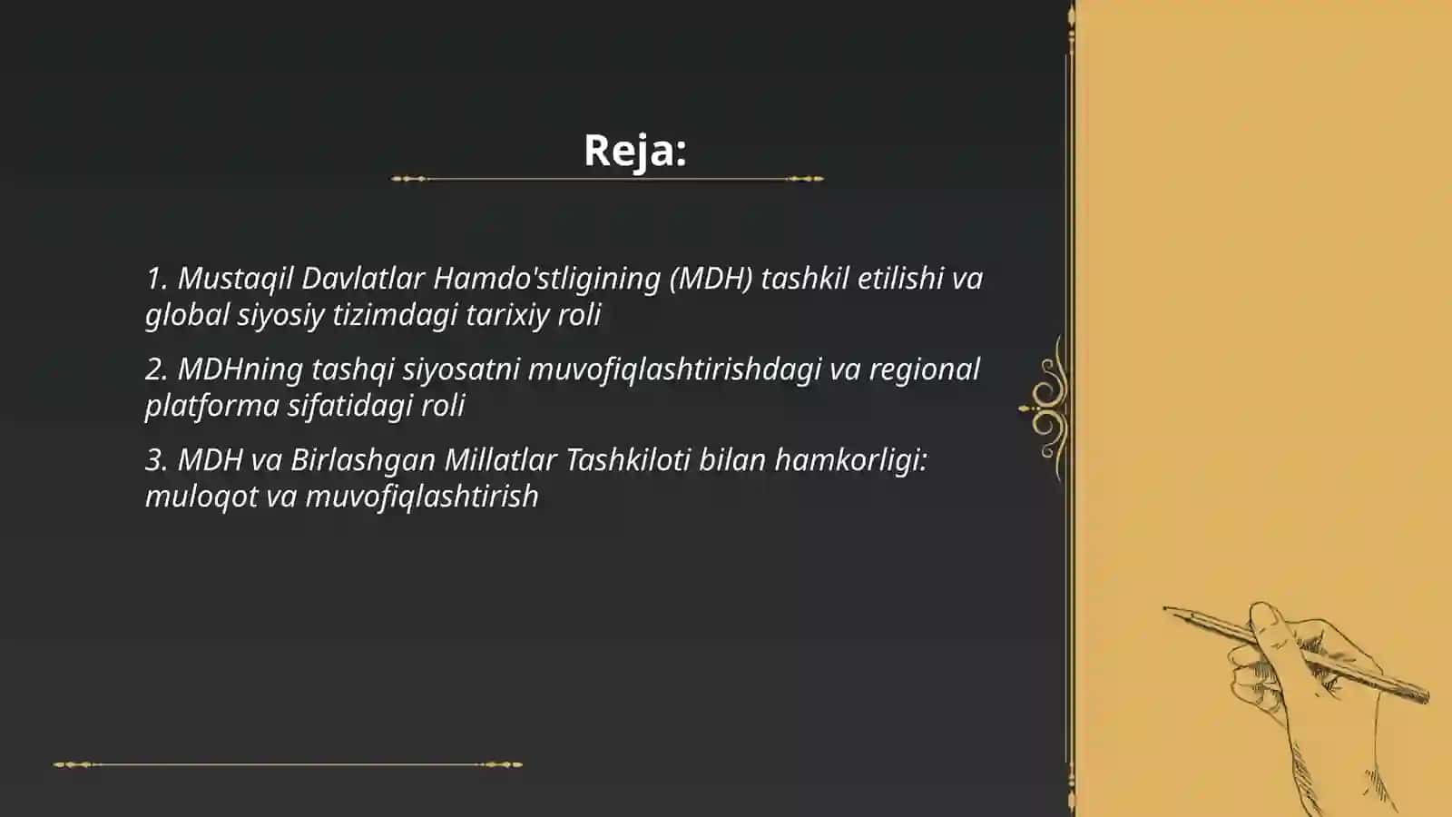 Mustaqil Davlatlar Hamdo'stligining global siyosiy tizimdagi ro'li 2