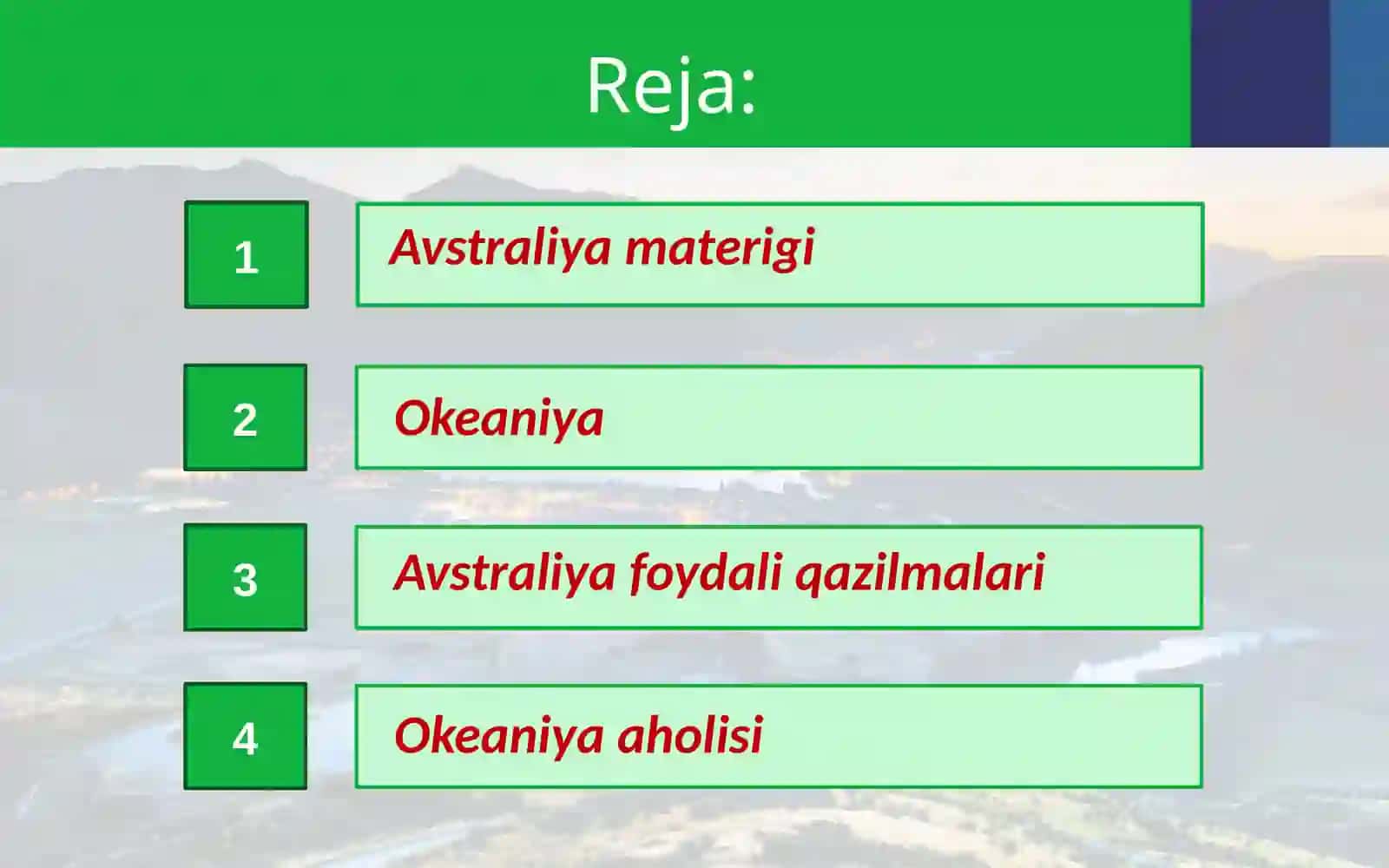 Avstraliya va Okeaniyaning umumiy tavsifi 2