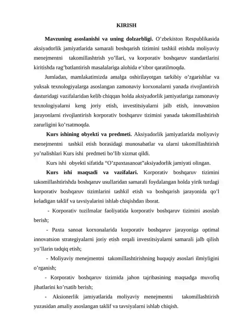 Aksiyadorlik jamiyatlarida moliyaviy menejmentni tashkil etishning o‘ziga xos xususiyatlari 2