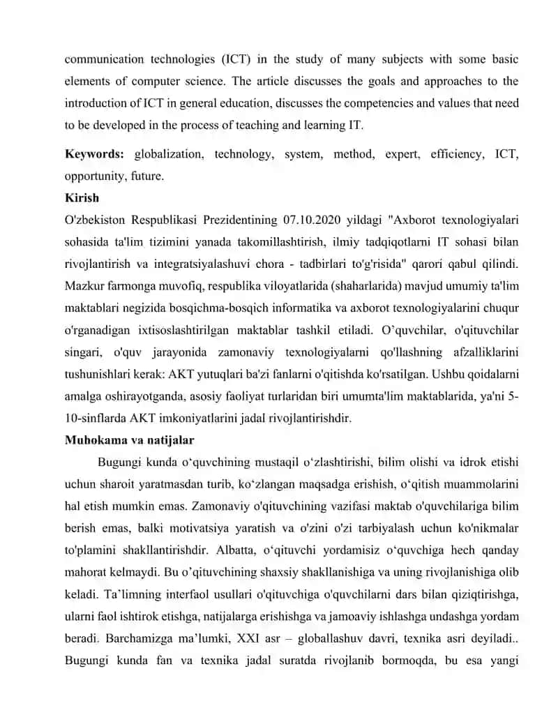 O’RTA TA’LIM MAKTABIDA INFORMATIKANI O’RGATISH METODIKASI 2