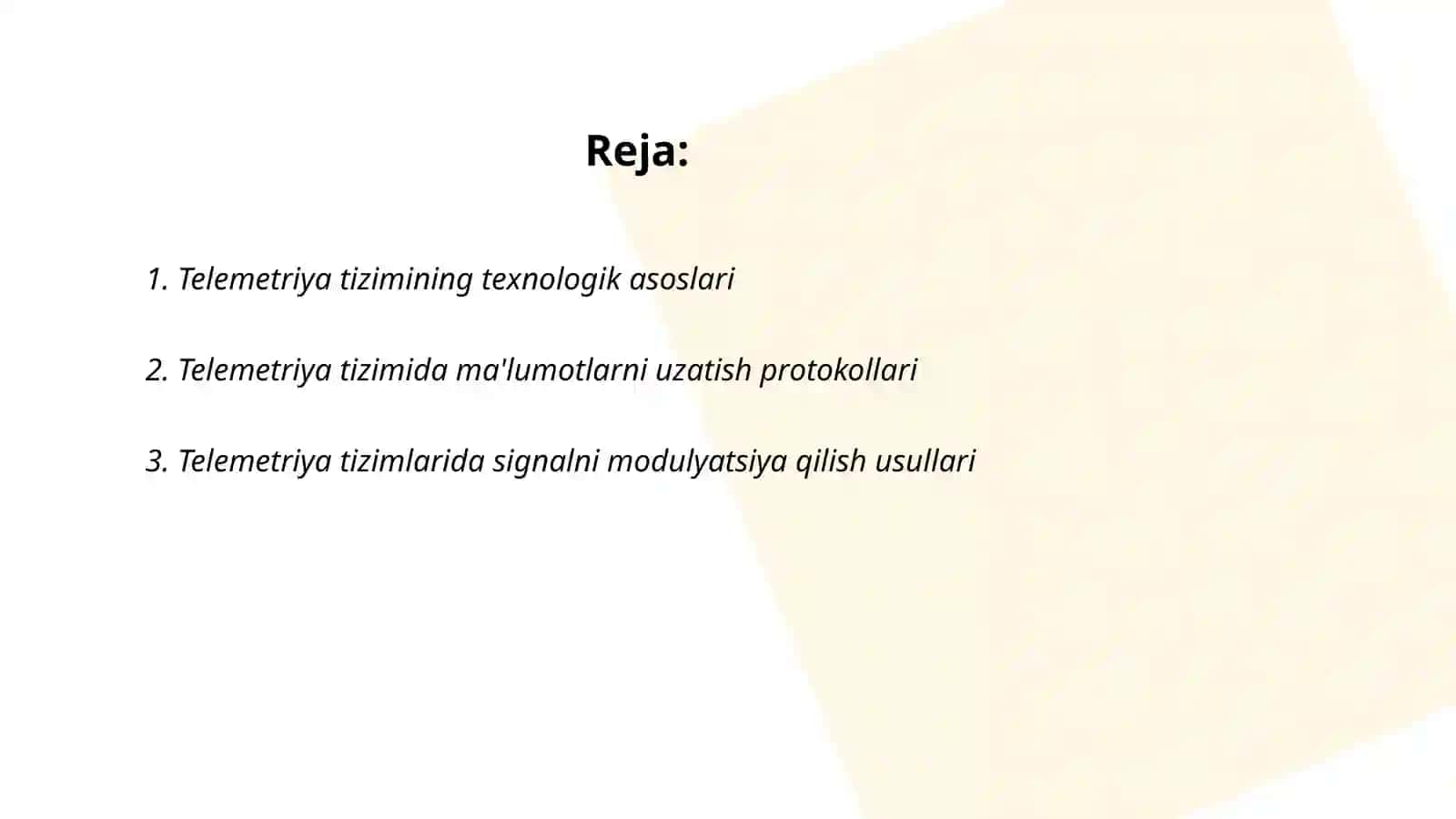 Telemetriya tizimini tavsiflovchi parametrlar 2