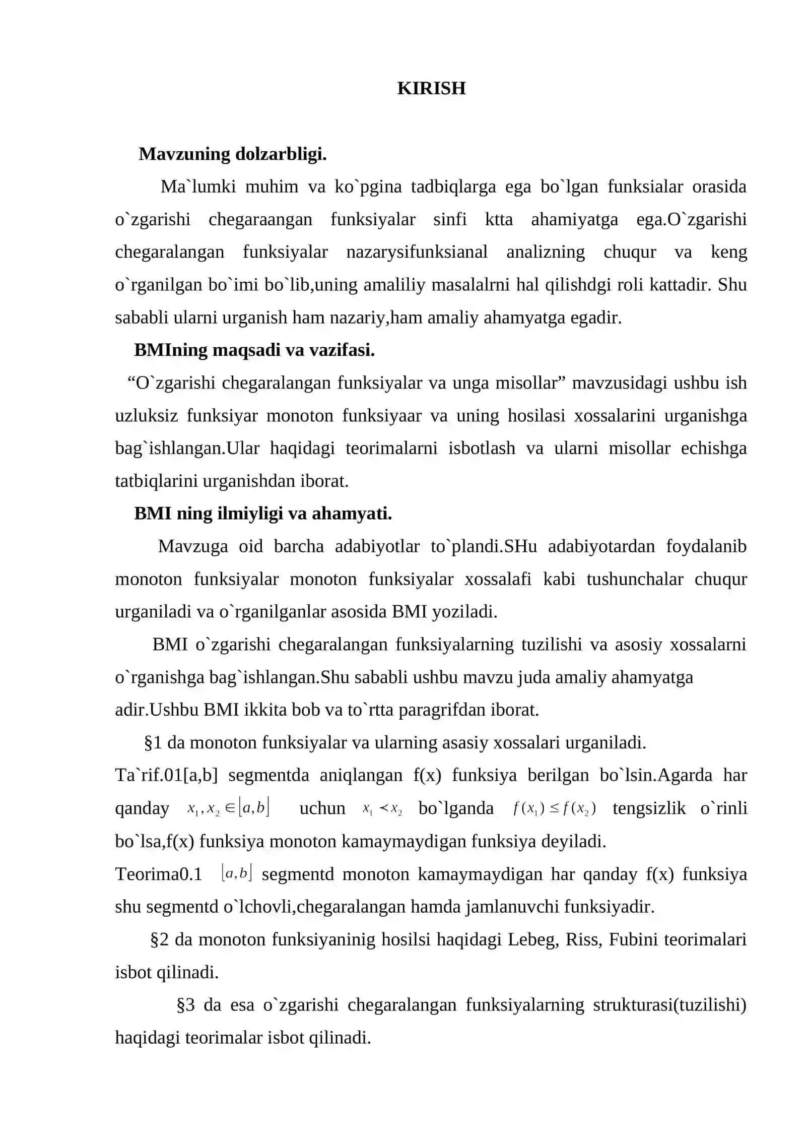 O`zgarishi chegaralangan funksiyalar va unga misollar 2