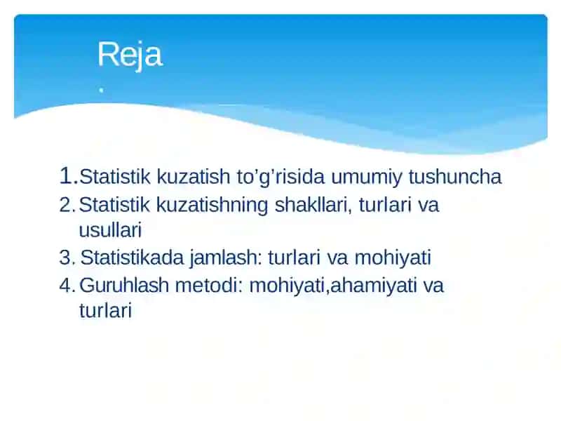 Statistik kuzatish uslubiyati 2
