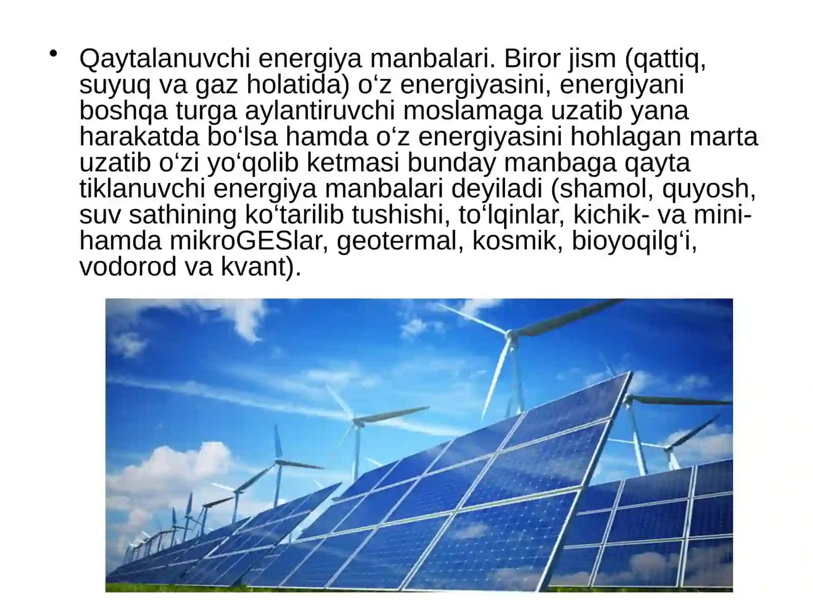 MUQOBIL ENERGIYA MANBALARI VA ULARNING TURLARI 2
