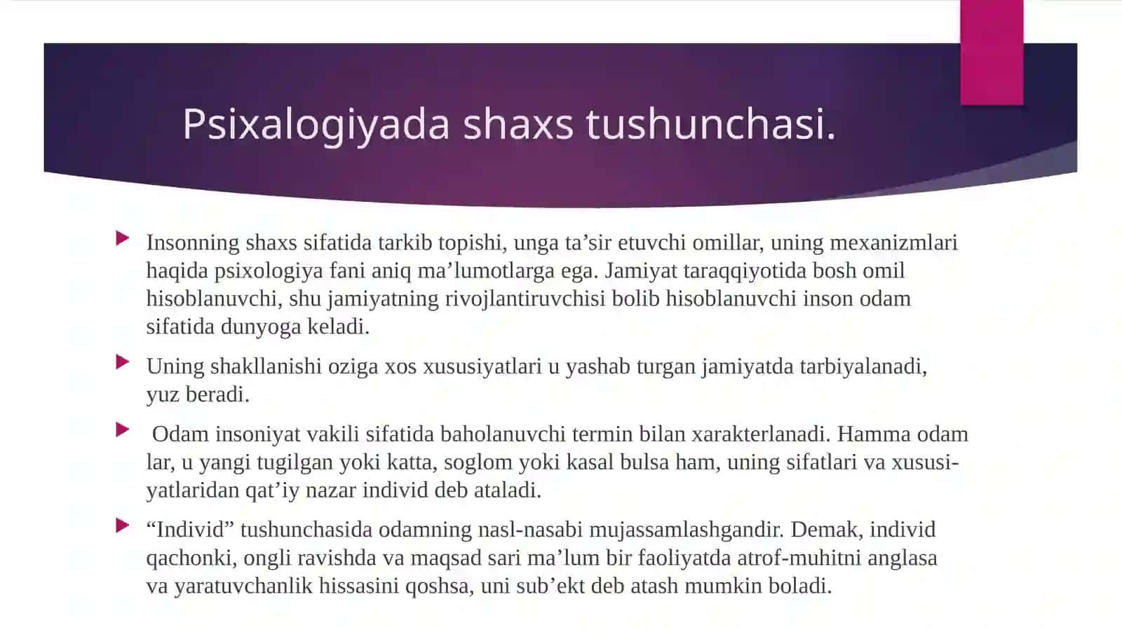 Shaxsni yo’nalganligini o’rganish 2