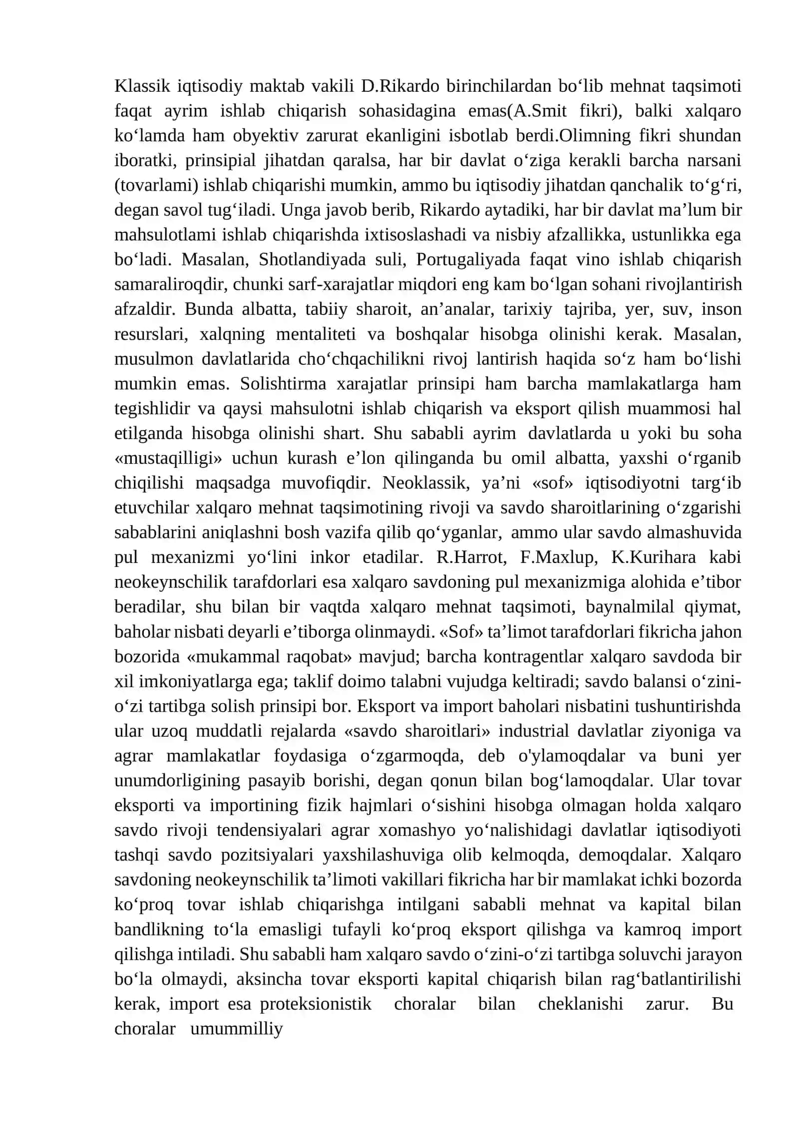 Jahon xo'jaligi haqidagi iqtisodiy ta'limotlar 2