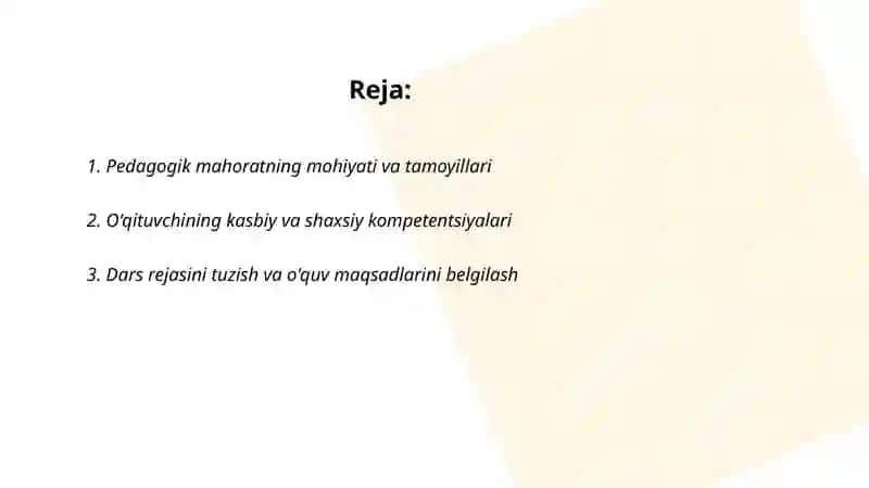 Pedagokik mahorat asoslari 2
