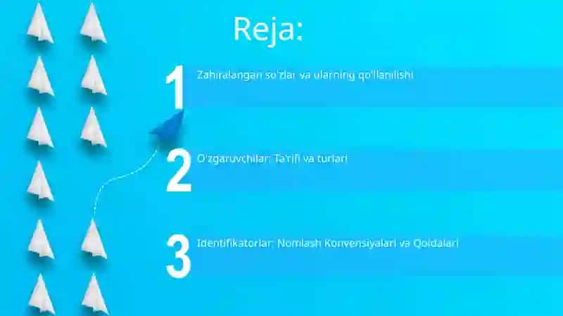 O'zgaruvchilar.Identifikatorlar va kalit so‘zlar 2