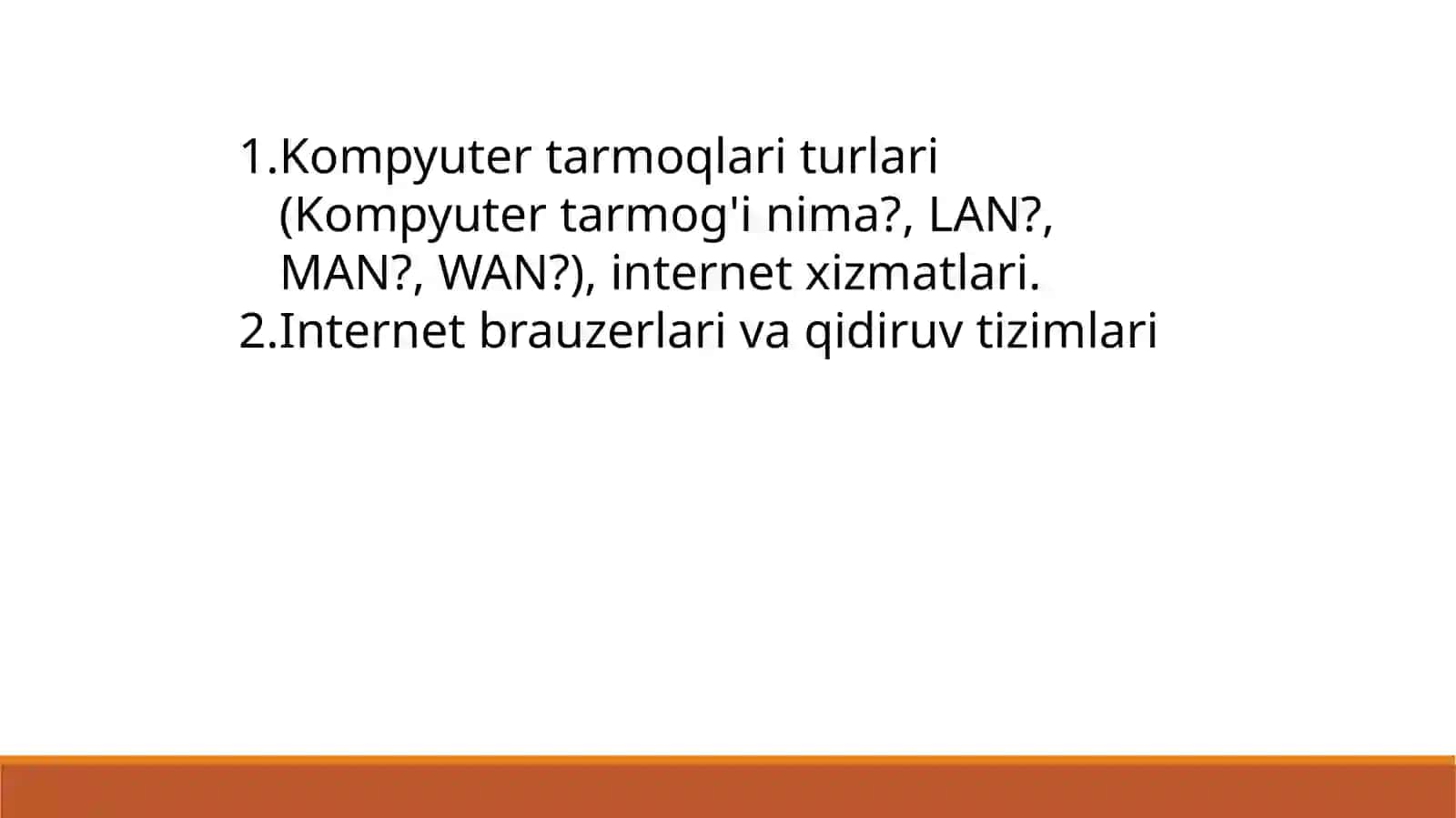 Tarmoqli texnologiyalari va Internet xizmatlari 2