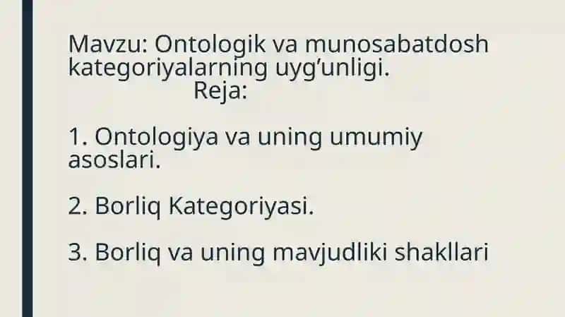 Ontologiya va uning umumiy asoslari 2
