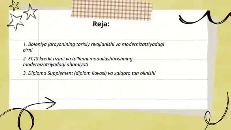 Boloniya jarayoni va modernizatsiyalashdagi oʻrni 2