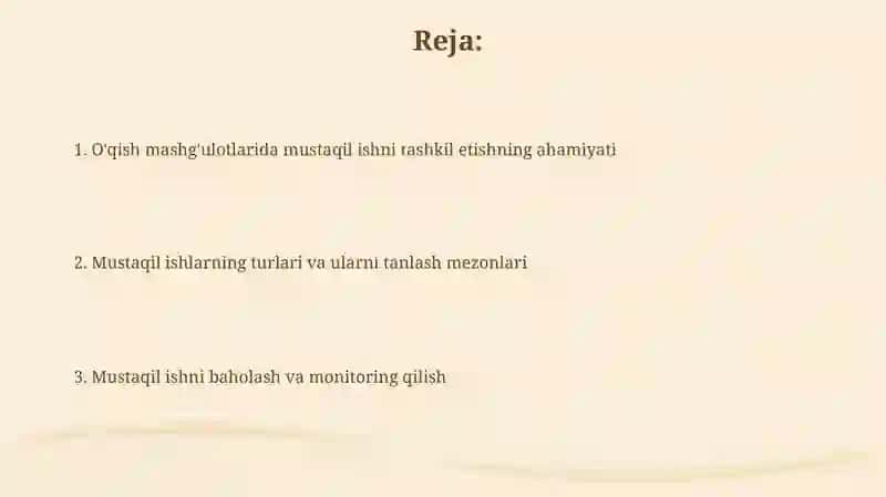 Mustaqil ishning ahamiyati 2