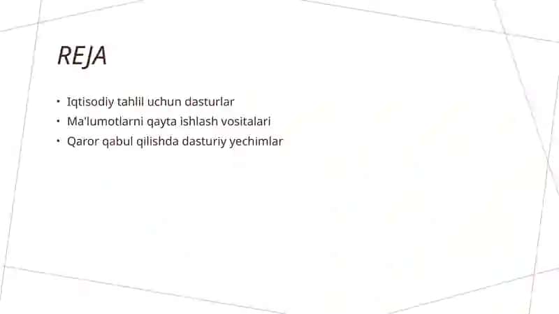 Iqtisodiy tahlil dasturlari 2