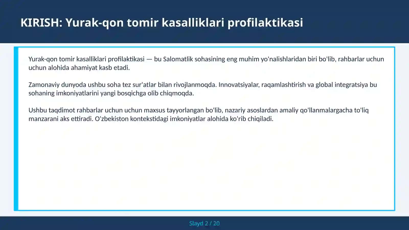 Yurak-qon tomir kasalliklari profilaktikasi 2