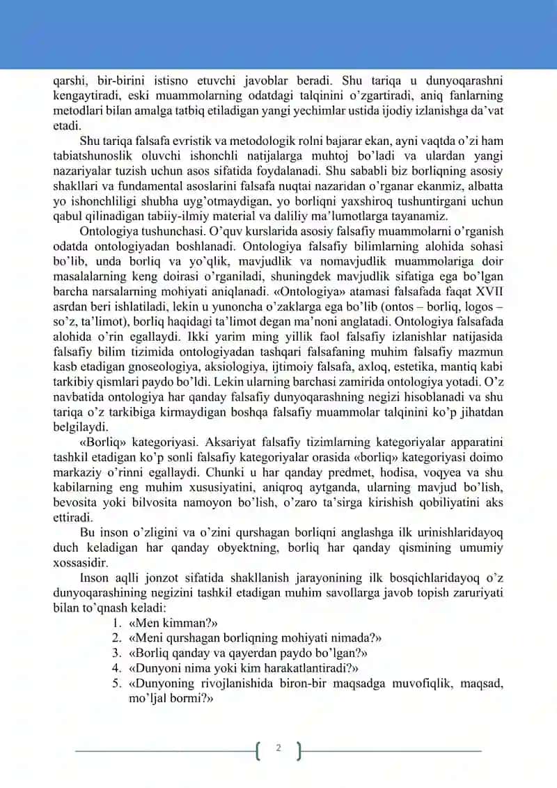 BORLIQ (ONTOLOGIYA) VA RIVOJLANISH FALSAFASI. 2