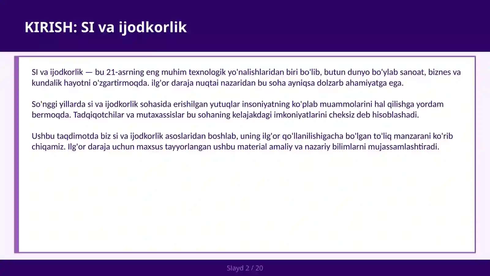 SI VA IJODKORLIK 2