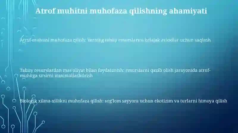 Atrof Muhitni Muhofaza Qilish 2