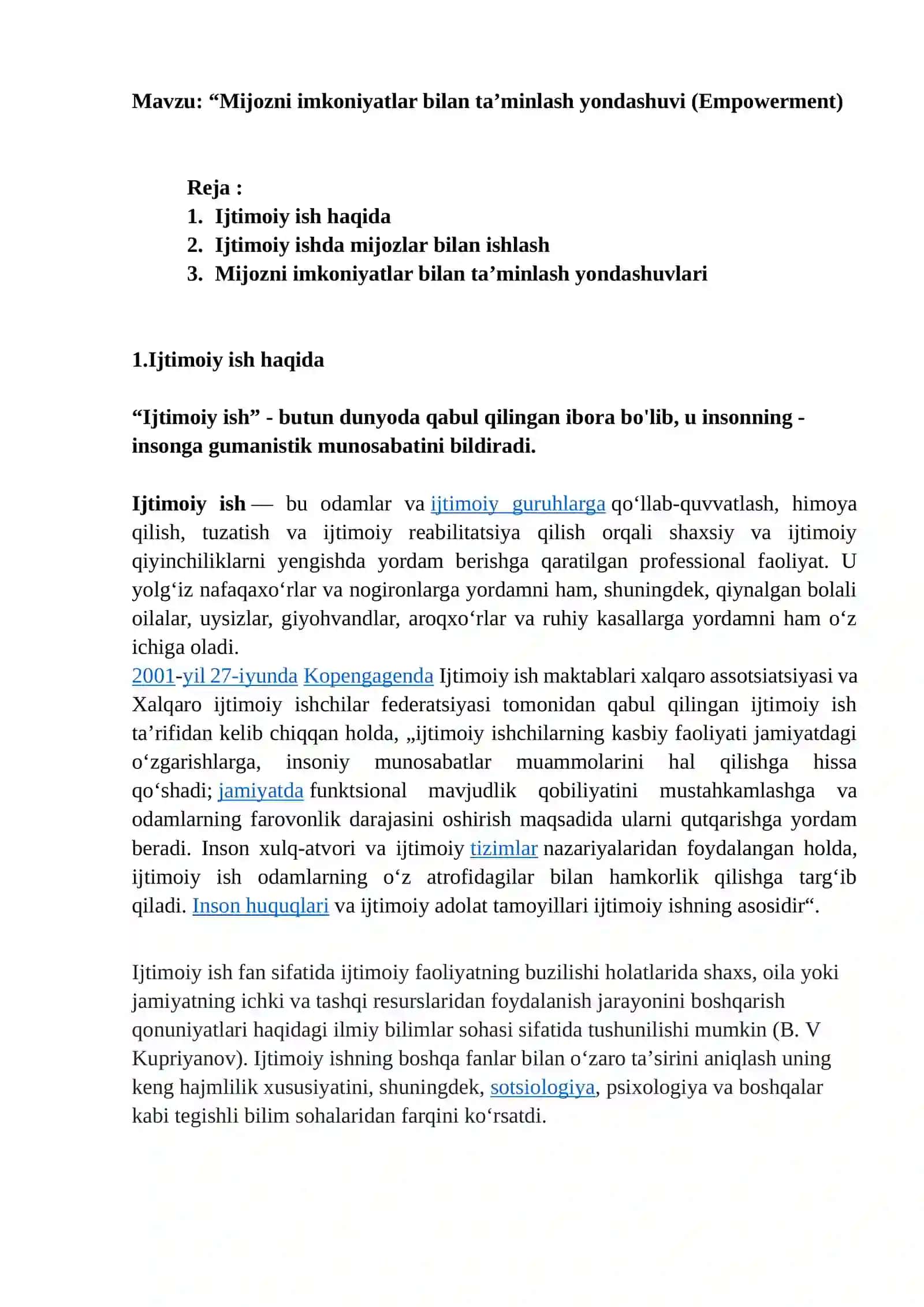 "Mijozni imkoniyatlar bilan ta’minlash yondashuvi (Empowerment)" 2
