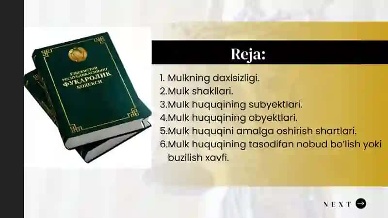 MULK HUQUQININGUMUMIY QOIDALARI 2