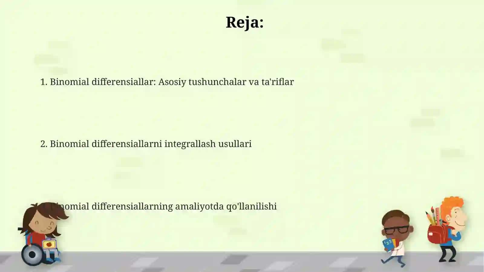 Binomial differensiyalarni integrallash 2