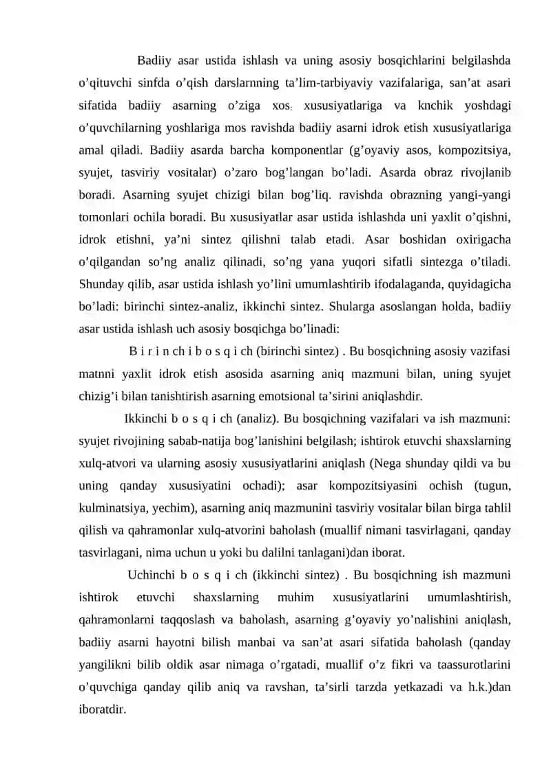 Badiiy asar ustida  ishlash jarayoni 2