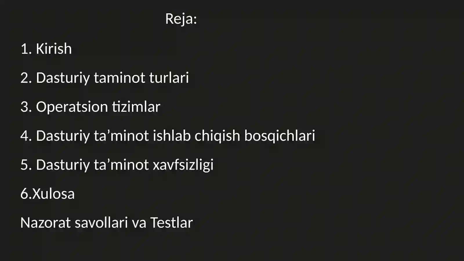 Dasturiy ta'minotning asosiy tushunchalari 2
