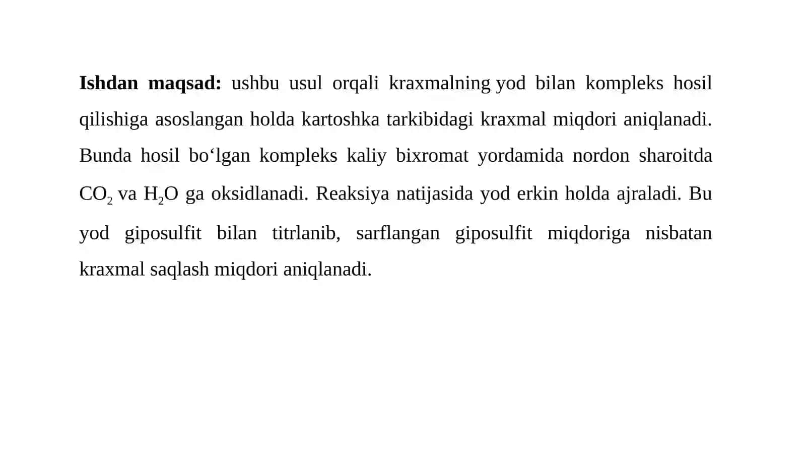 Kraxmalmiqdorini Pochinka Usulida aniqlash 2