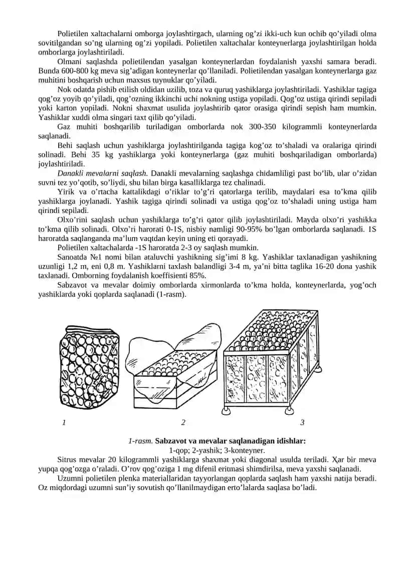 Meva va Sabzavotlarni saqlashda Idishlar 2