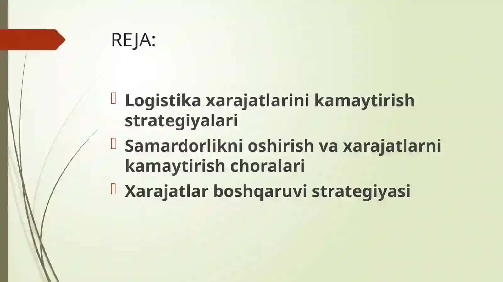 LOGISTIKA XARAJATLARI VA LOGISTIKA SAMARADORLIGI 2