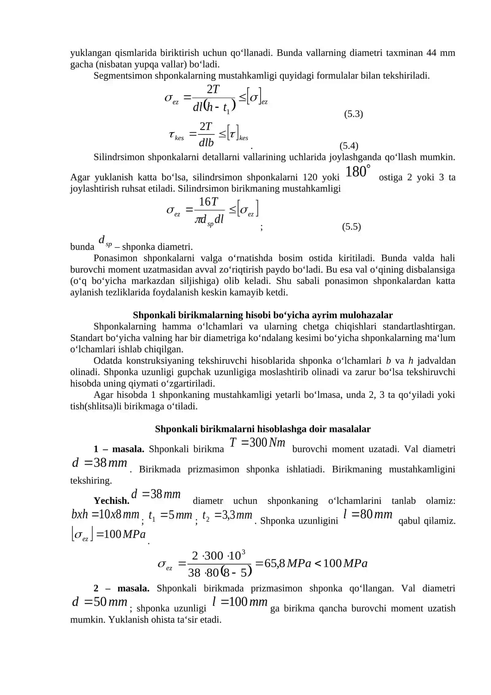 Shponkali birikmalarni hisoblash 2