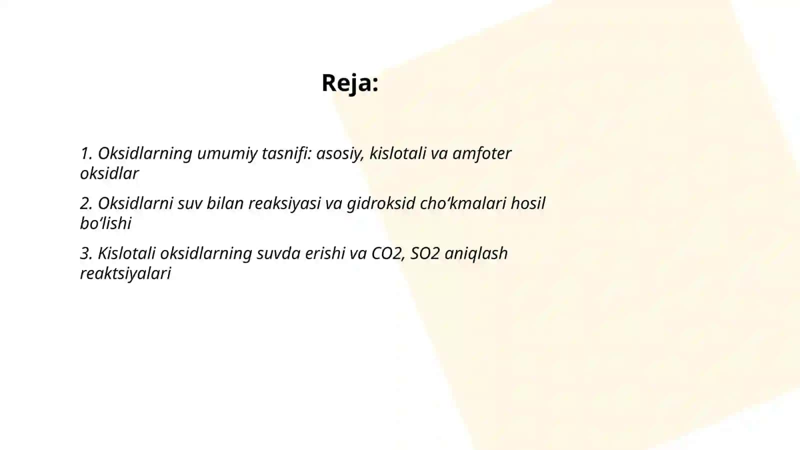 Oksidlarni choʻktirish va aniqlash reaksiyalari 2