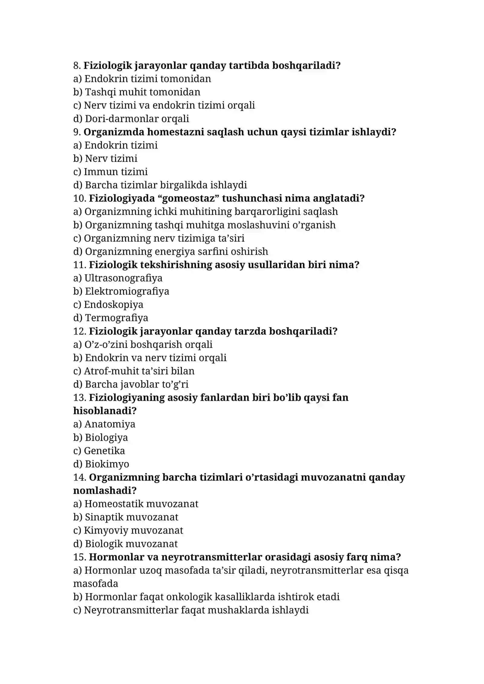 Fiziologiya fanining asosiy maqsadi nima? 2